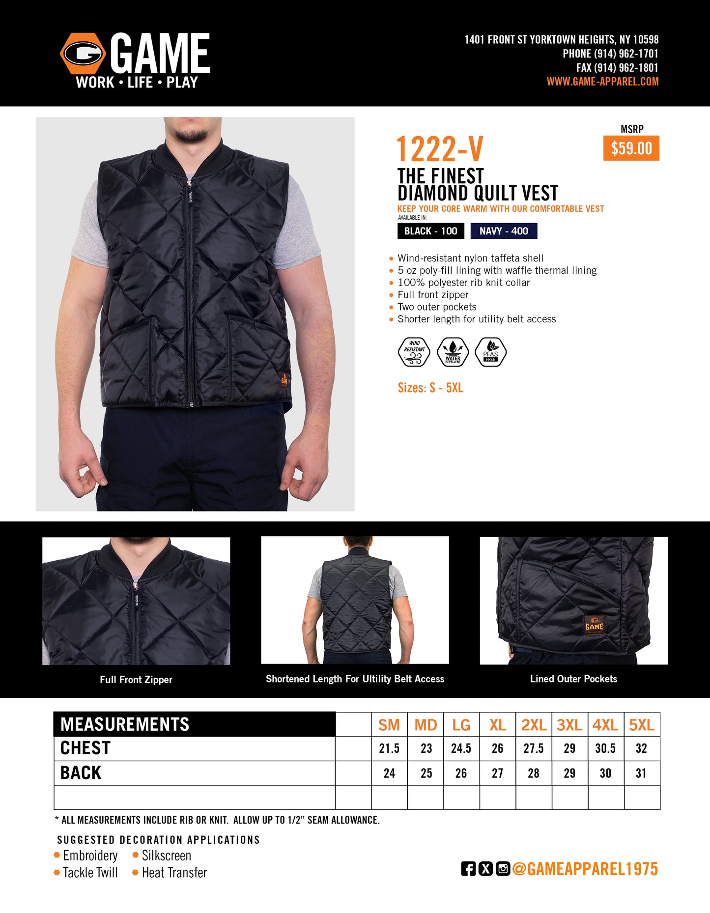 Game- The Finest Diamond Quilted Vest