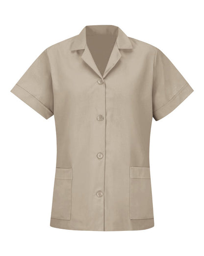 Women's Loose Fit Short Sleeve Button Smock
