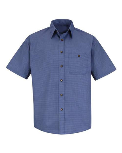 Men's Mini-Plaid Uniform Short Sleeve Shirt