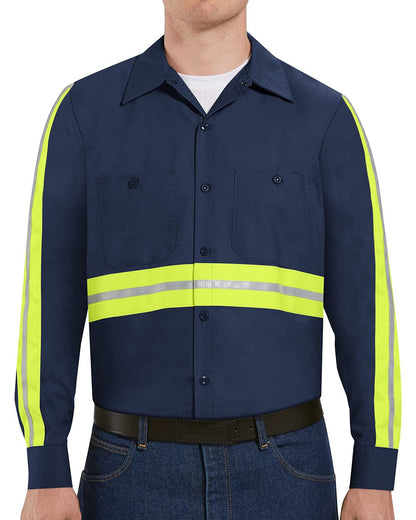 Men's Industrial Enhanced-Visibility Long Sleeve Work Shirt