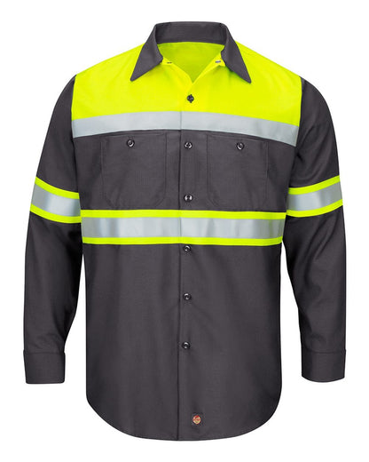 Men's Hi-Visibility Colorblock Ripstop Long Sleeve Work Shirt