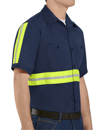Men's Tall Enhanced Visibility Short Sleeve Cotton Work Shirt