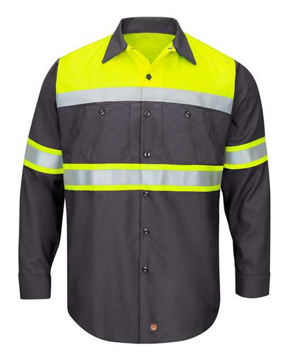 Men's Hi-Visibility Colorblock Ripstop Long Sleeve Work Shirt