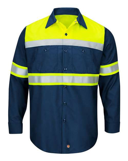 Men's Hi-Visibility Colorblock Ripstop Long Sleeve Work Shirt