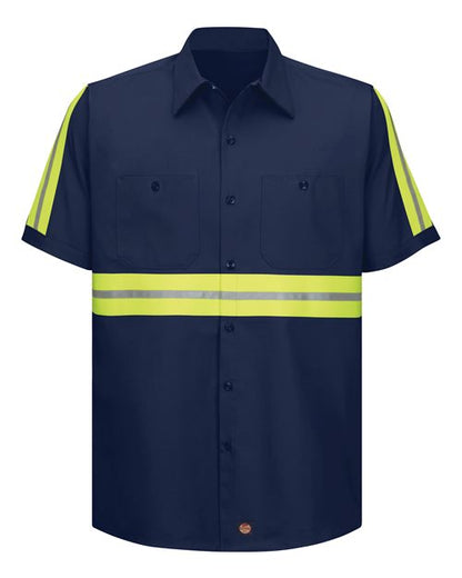 Men's Tall Enhanced Visibility Short Sleeve Cotton Work Shirt