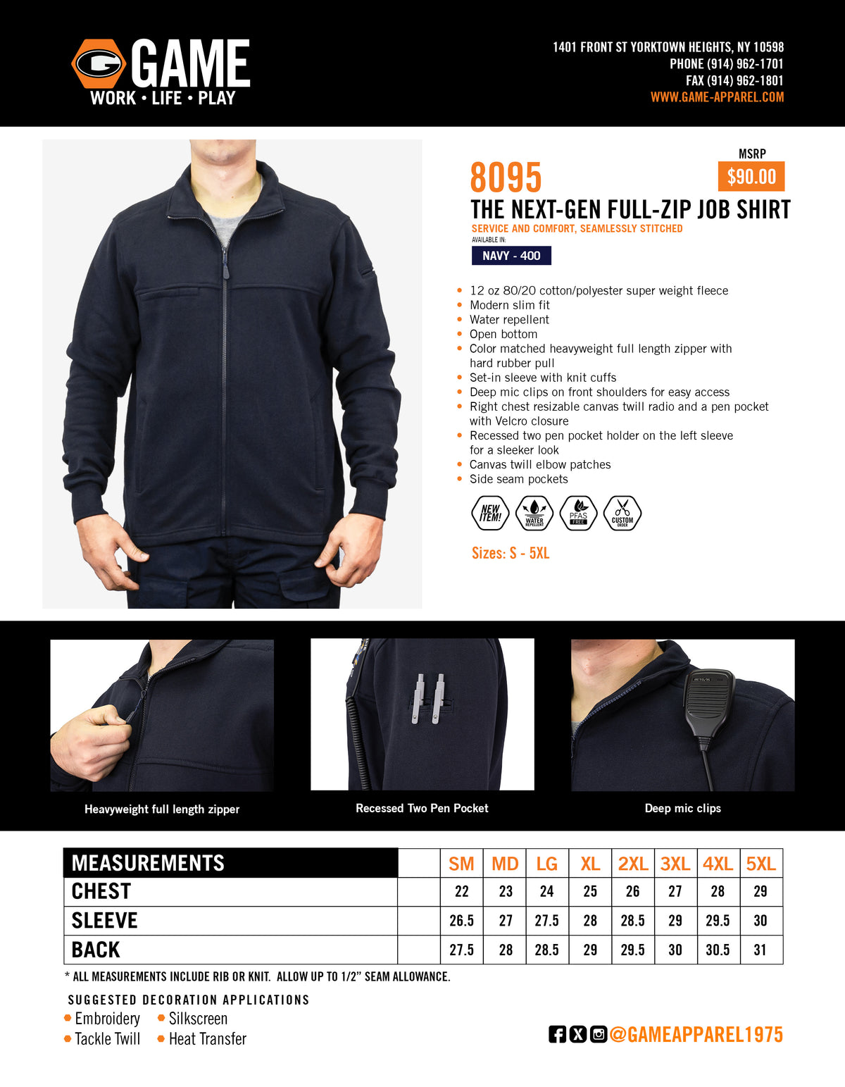 Game Next Gen On Duty Full Zip Job Shirt