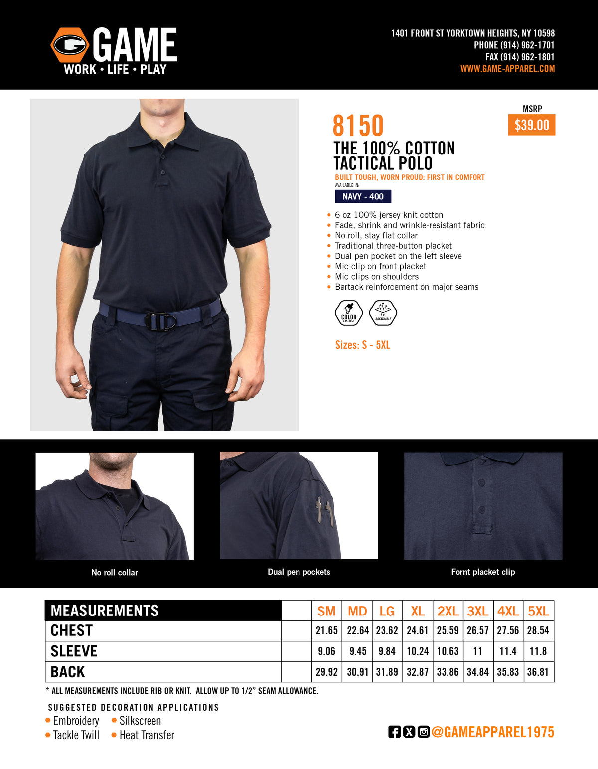 Game- The 100% Cotton Tactical Polo