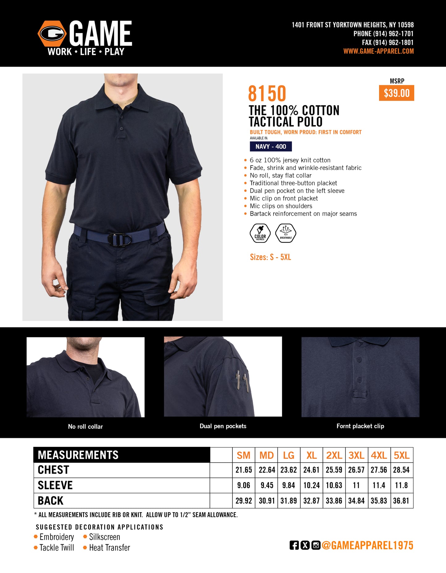 Game- The 100% Cotton Tactical Polo