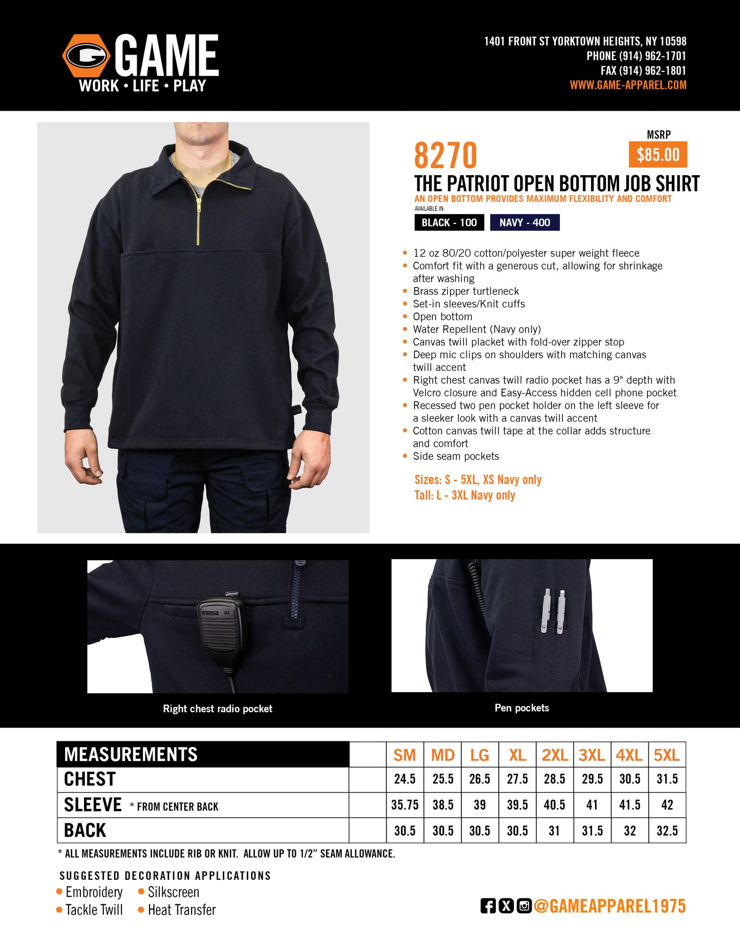 Game- The Patriot Open Bottom Job Shirt