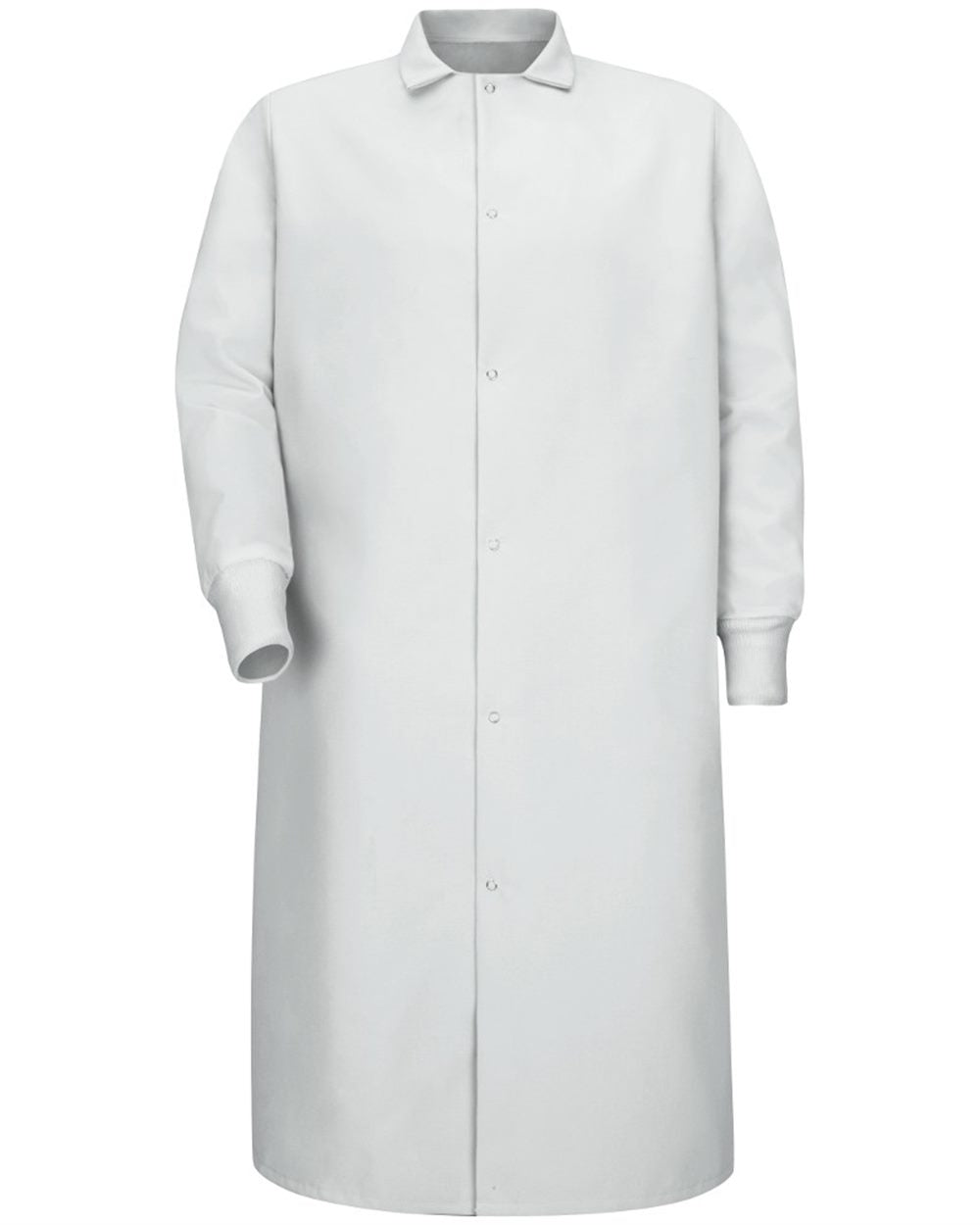 Unisex Gripper-Front Pocketless Butcher Coat With Knit Cuffs