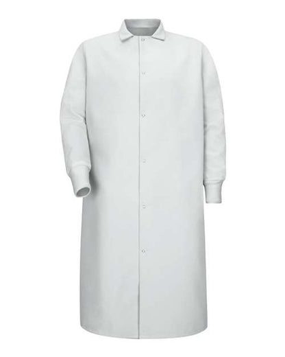 Unisex Gripper-Front Pocketless Butcher Coat With Knit Cuffs