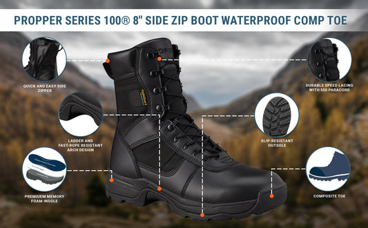 Propper Men's Series 100 8" Side Zip Boot Waterproof Comp Toe Boots