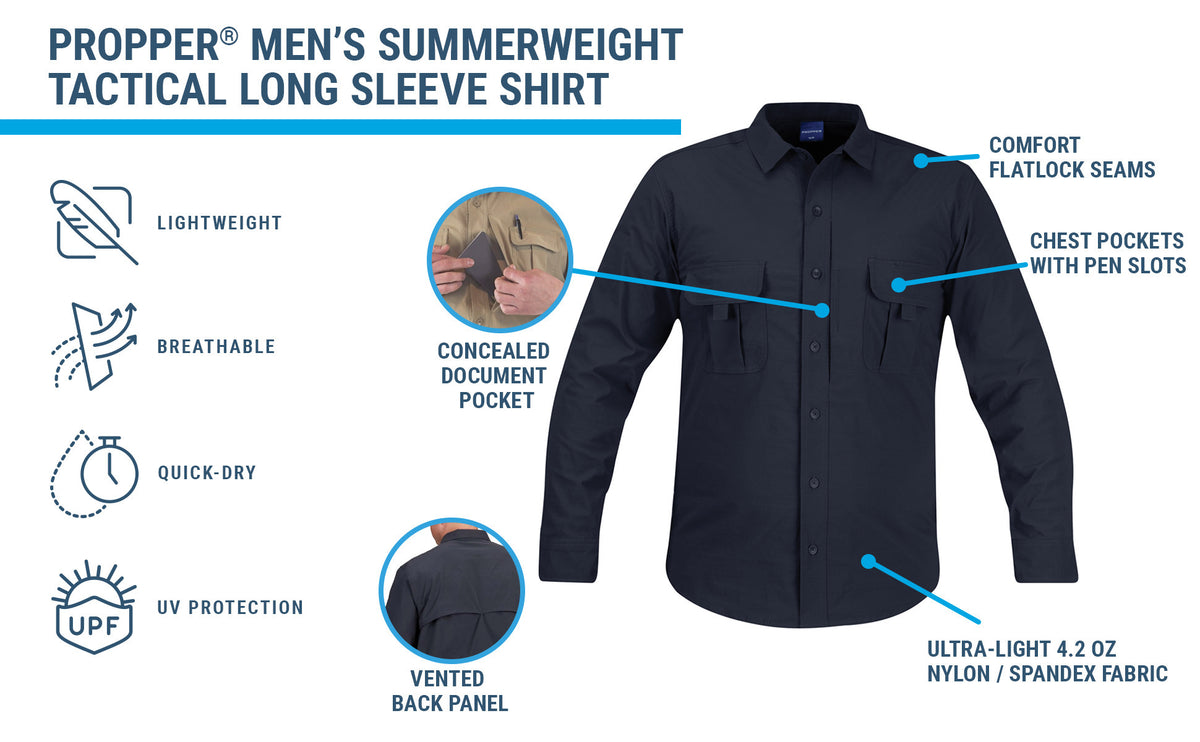 Propper Men's Summerweight Tactical Long Sleeve Shirt