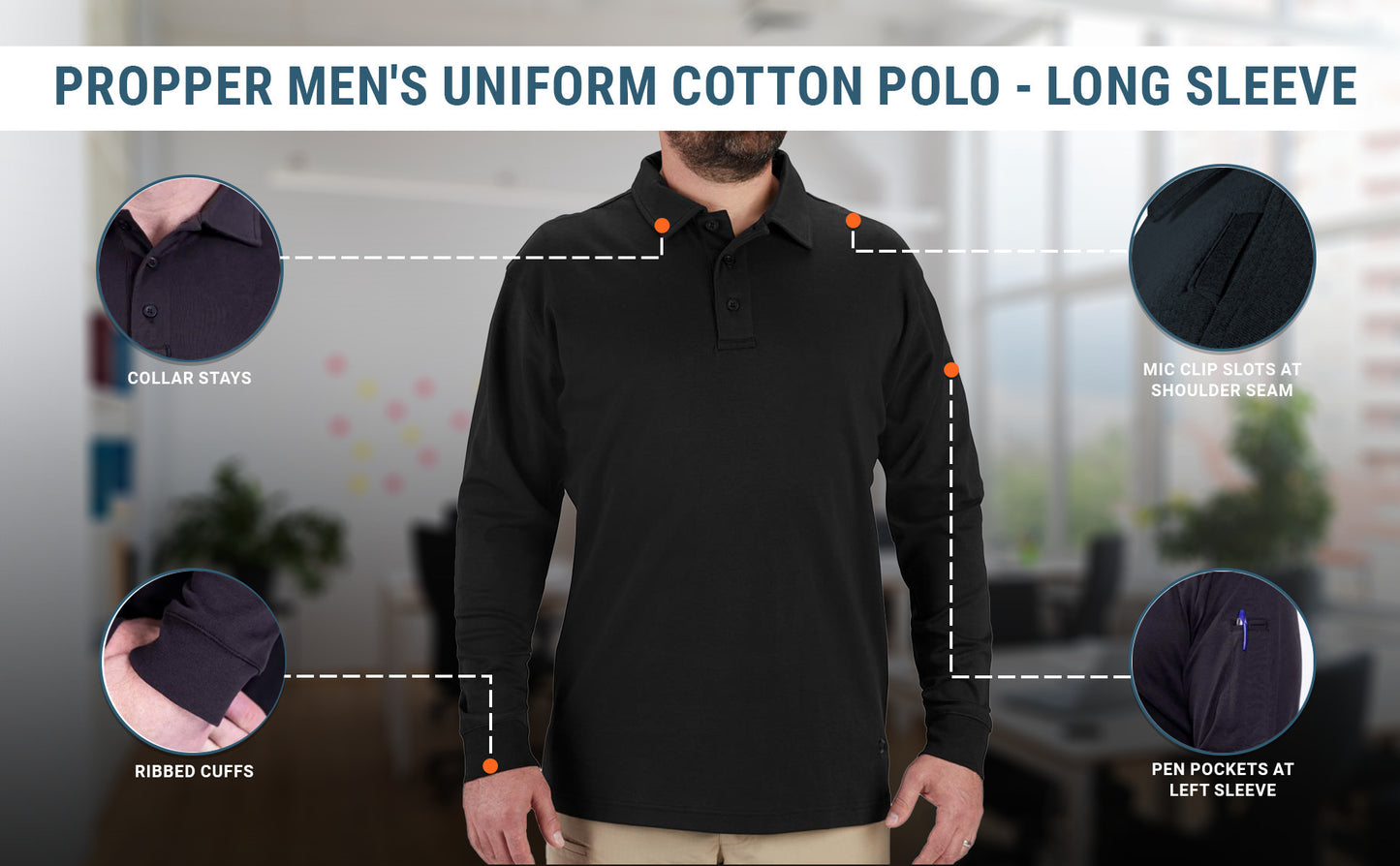 Propper Men's Uniform Cotton Polo - Long Sleeve