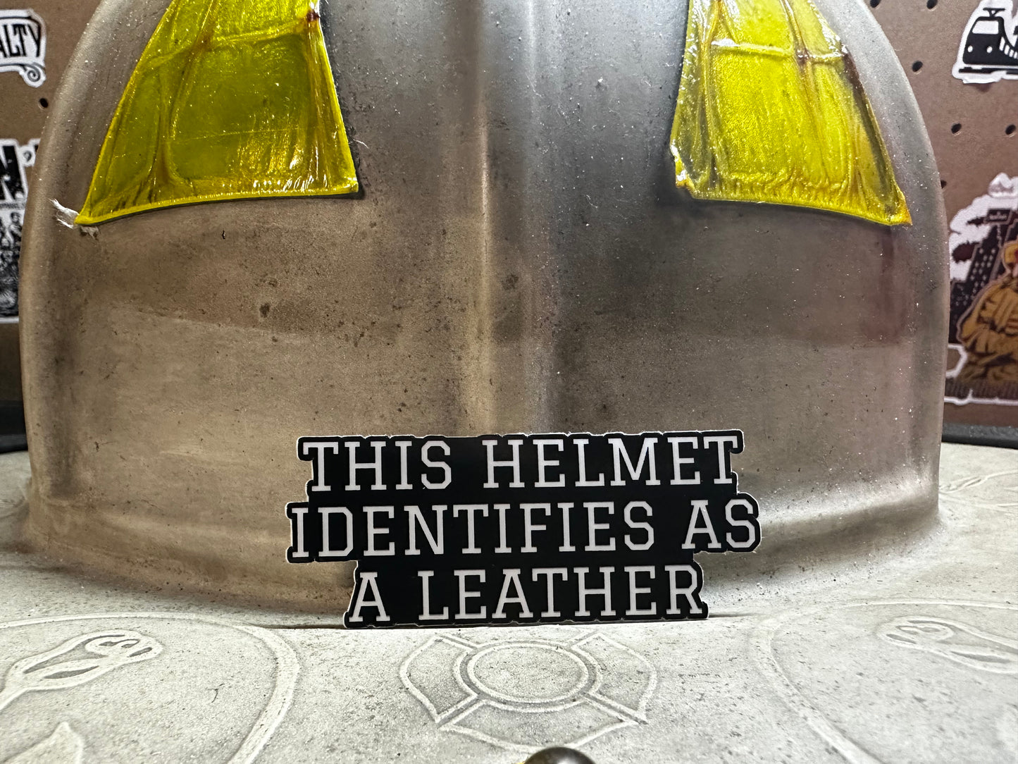 This Helmet Identifies As A Leather Sticker