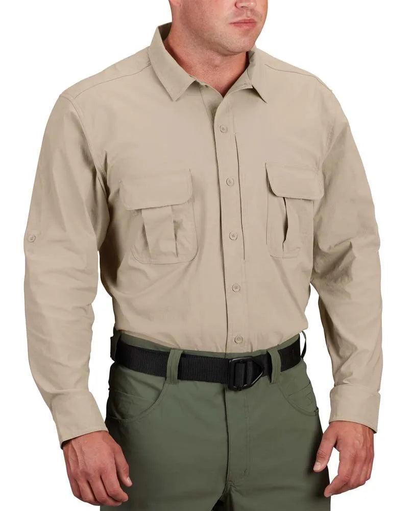 Propper Men's Summerweight Tactical Long Sleeve Shirt - Khaki